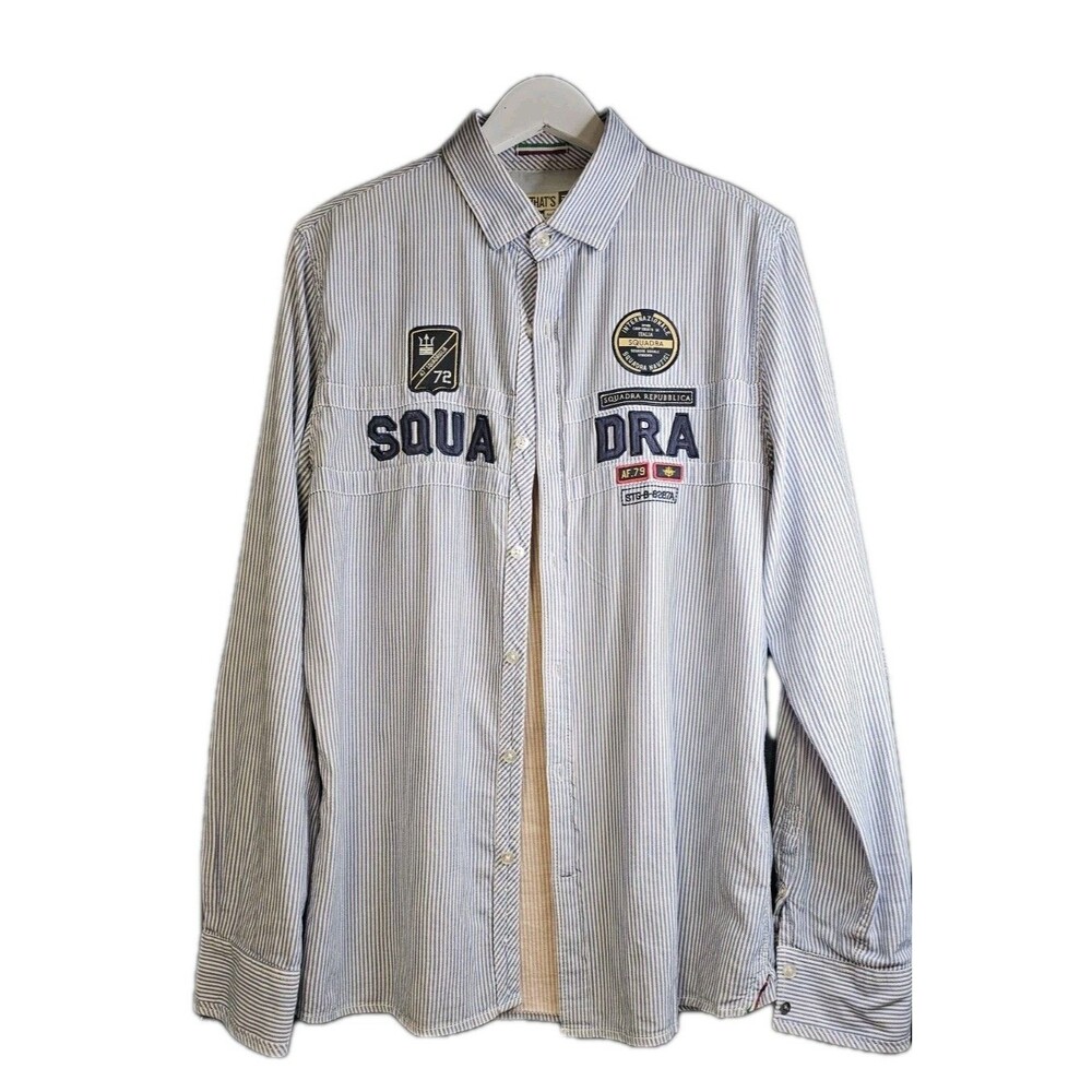 That’s It Squadra Nautica Striped Button Up Shirt Mens M Italy Sailing Patch